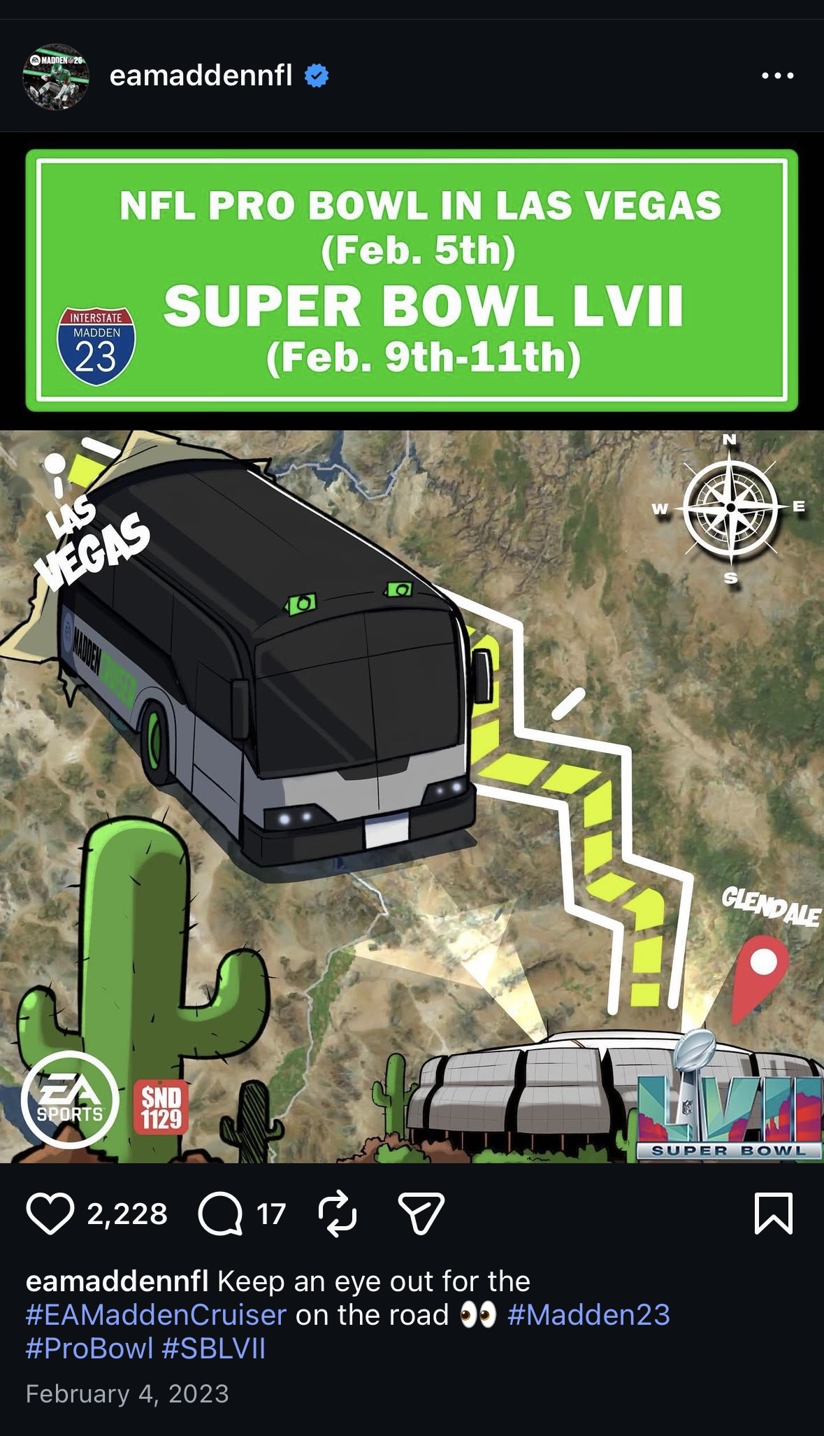 EA Madden NFL Madden Cruiser route to Super Bowl LVII